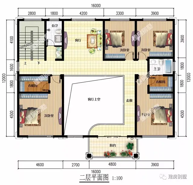 平面布局说明:一层一个靠近公卫的老人房,入户隔断摆放神位很方便