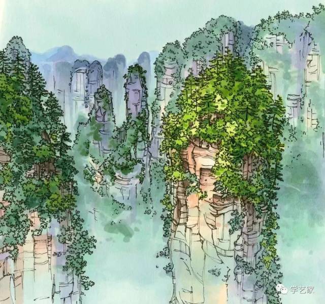 "草根画家"手绘60米《张家界揽胜图 ..