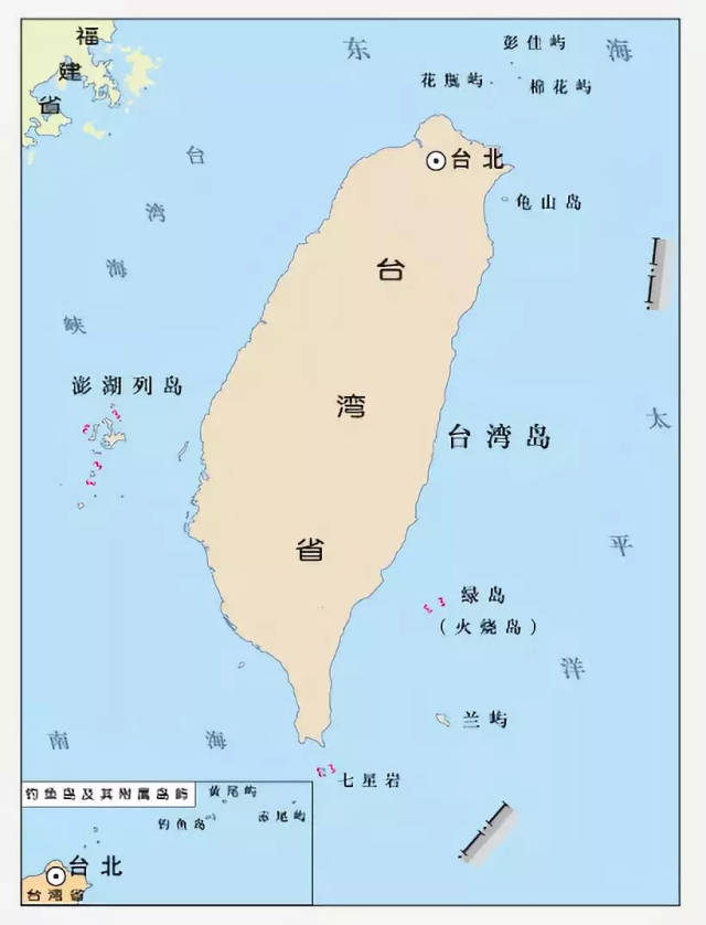 在分省设色的地图上,台湾省要单独设色
