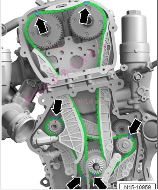 一汽大众奥迪a3 1.8t cufa发动机正时安装图(2014-2017
