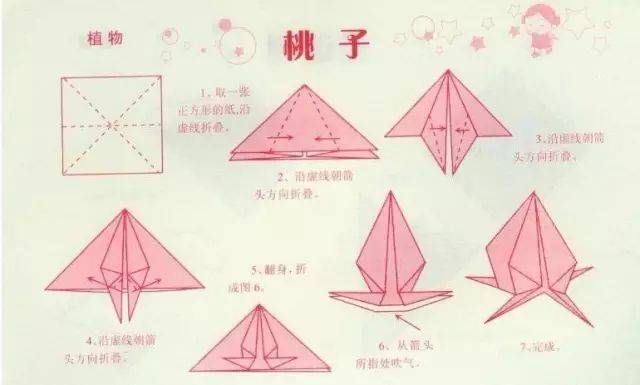 下面这一款寿桃折纸相对就简单一些,更适合中班的孩子.