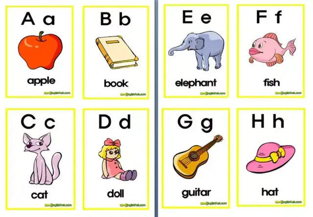 小学一年级英语26个字母卡片(图片)带简单单词哦!