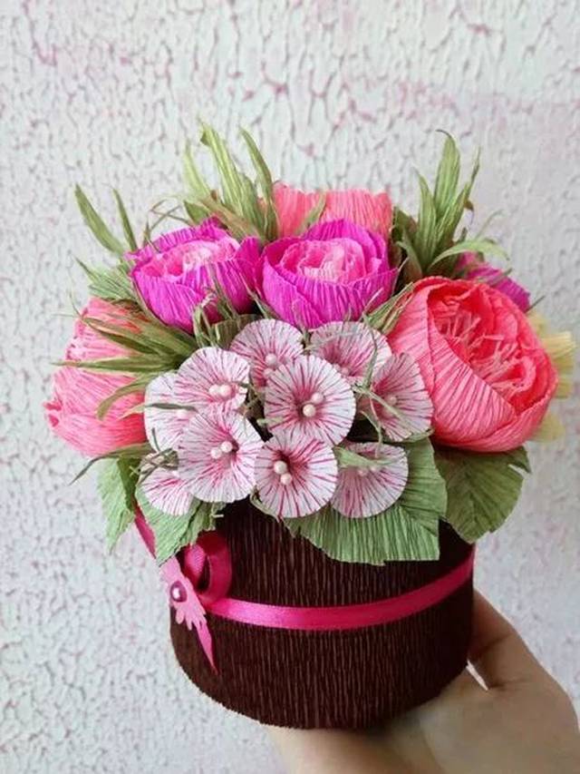 皱纹纸捧花花盆教程,怎么可以这么美!