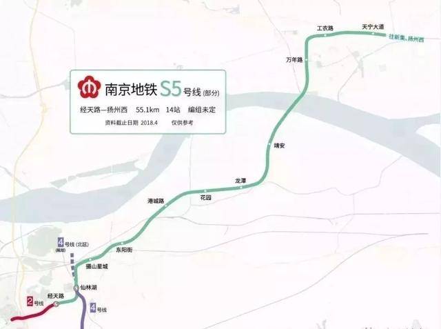 经天路站,止于 扬州火车站 全线设车站20座 并与南京地铁4号线