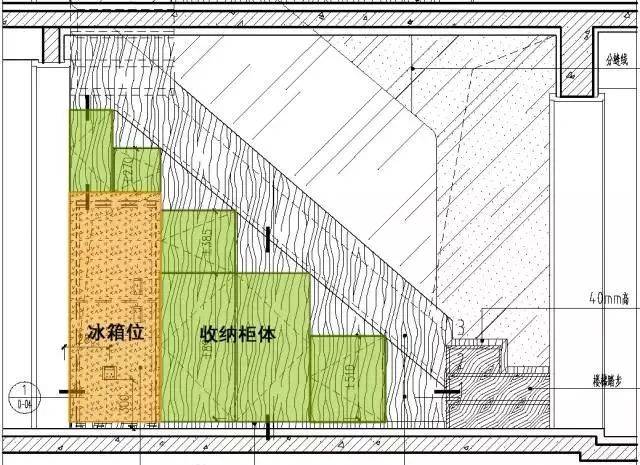 在楼梯下部设置了收纳空间,配备的体积不同的柜体可用来放置各类物品