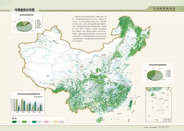 北京到郑州,上海三点之间的区域,是不是森林覆盖率非常低,在图上看就