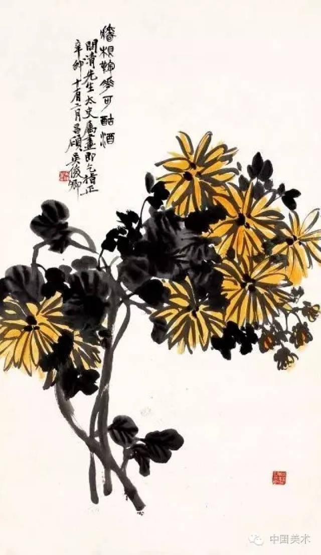 【重阳赏画】国画大师吴昌硕齐白石的菊花之作