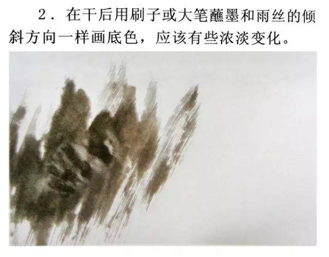 将纸揉皱后,一般可在正面刷墨色,背后衬浓墨或浓色;也可根据需要衬淡