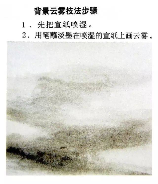 将纸揉皱后,一般可在正面刷墨色,背后衬浓墨或浓色;也可根据需要衬淡