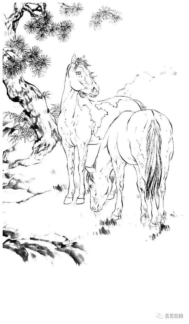国画技法 | 工笔马的画法 (附骏马白描图70幅)