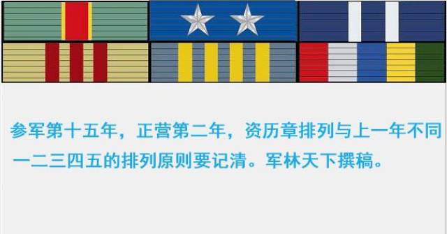 在部队晋升到正营职军官已很难得,资历章一定要排列好,显得严谨