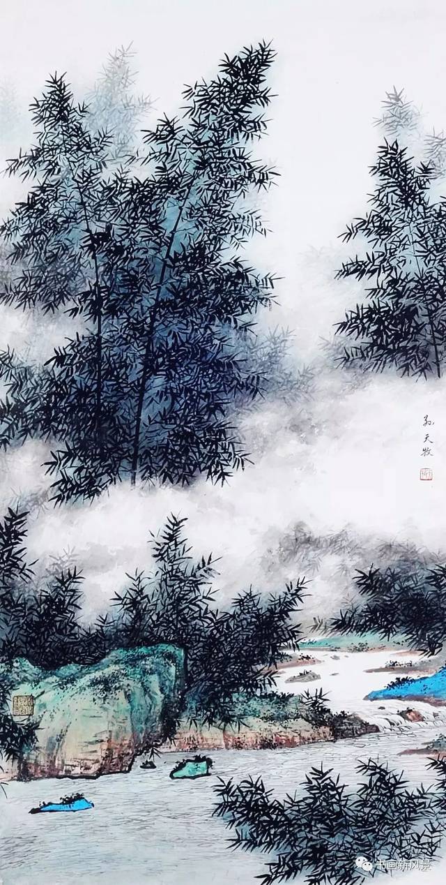 孙天牧山水作品