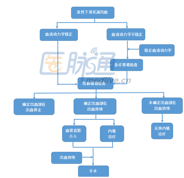 消化道出血的处理流程 急性上消化道出血,急性下消化道出血和不明原因