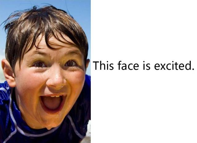 this face is excited. 这个表情很兴奋.