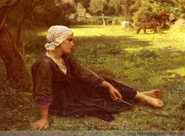 juene fille gardant des vaches
