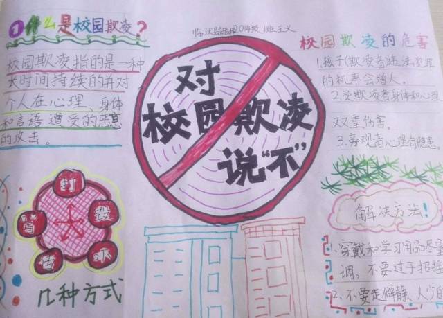 【临沭实小-学生展厅】向校园欺凌说"不"-优秀手抄报作品展示
