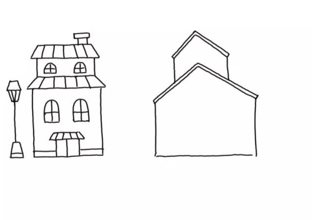 小洋楼,小平房,红砖房…… 看,那里有两座漂亮的房子!