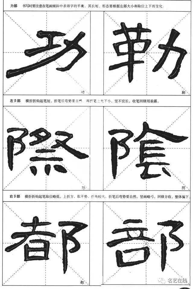 汉隶《曹全碑》米字格选字帖,笔法详解,适合初学隶书的朋友