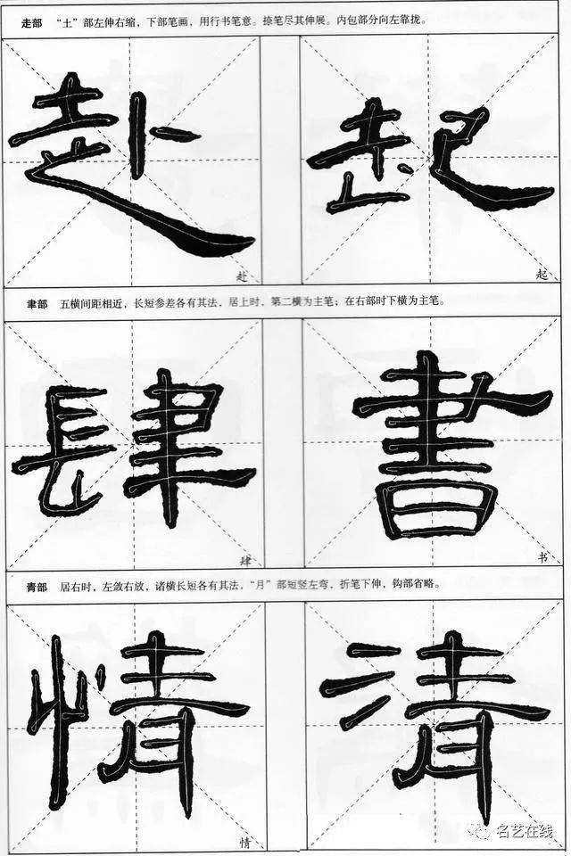 汉隶《曹全碑》米字格选字帖,笔法详解,适合初学隶书的朋友