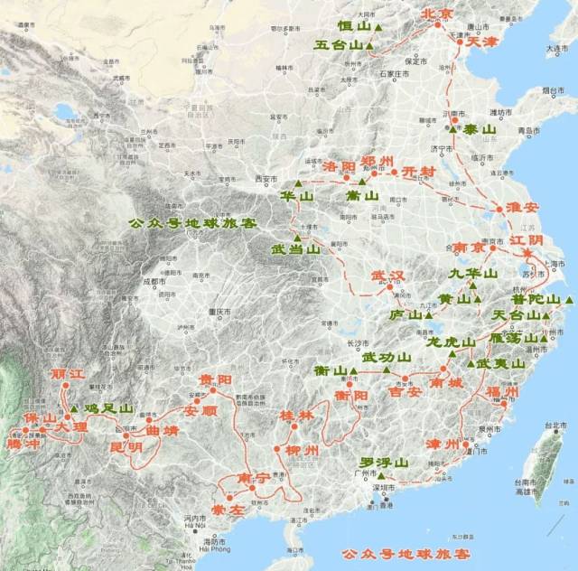 徐霞客旅行路线图 (制图孤城) ▼