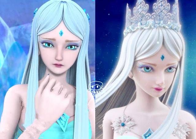 叶罗丽圣级仙子变身前后的造型对比,辛灵如王后,冰公主的最罕见