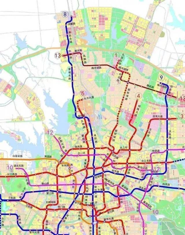 合肥市轨道交通规划,庐阳工业园板块共有3条地铁经过,轨道交通3,5,8号