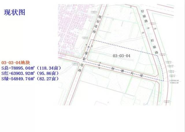 禹州市颍北新区, 东侧为轩辕路,南侧为智慧大道, 西侧为30米宽规划