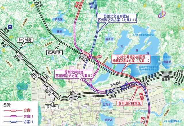 (1)方案说明 本线自 常熟西站向南引入苏州地区,按线路别引入 苏州北