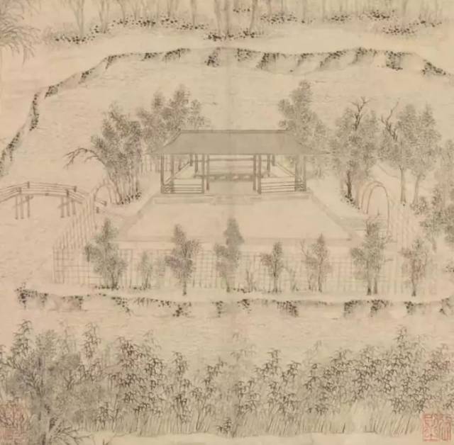 《拙政园图咏》可以说是古代的景观效果图.