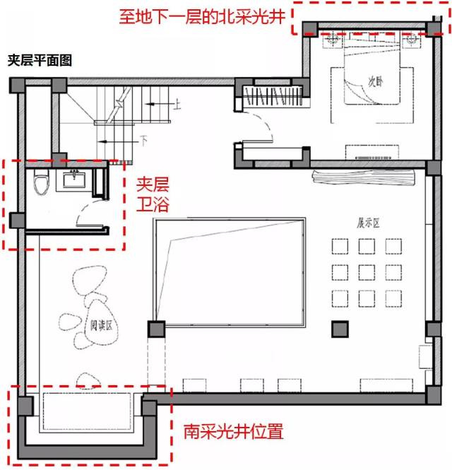 地下夹层南北采光井,并有独立卫生间,通透实用.