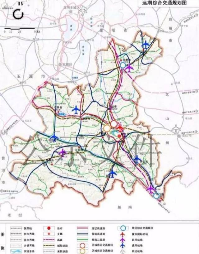 市域范围 滇南中心城市市域范围面积为 5765 平方公里,即蒙自,个旧