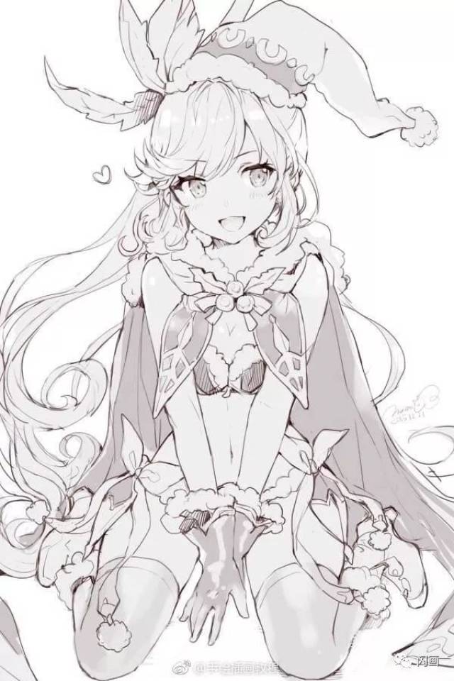 猫女动漫人物线稿