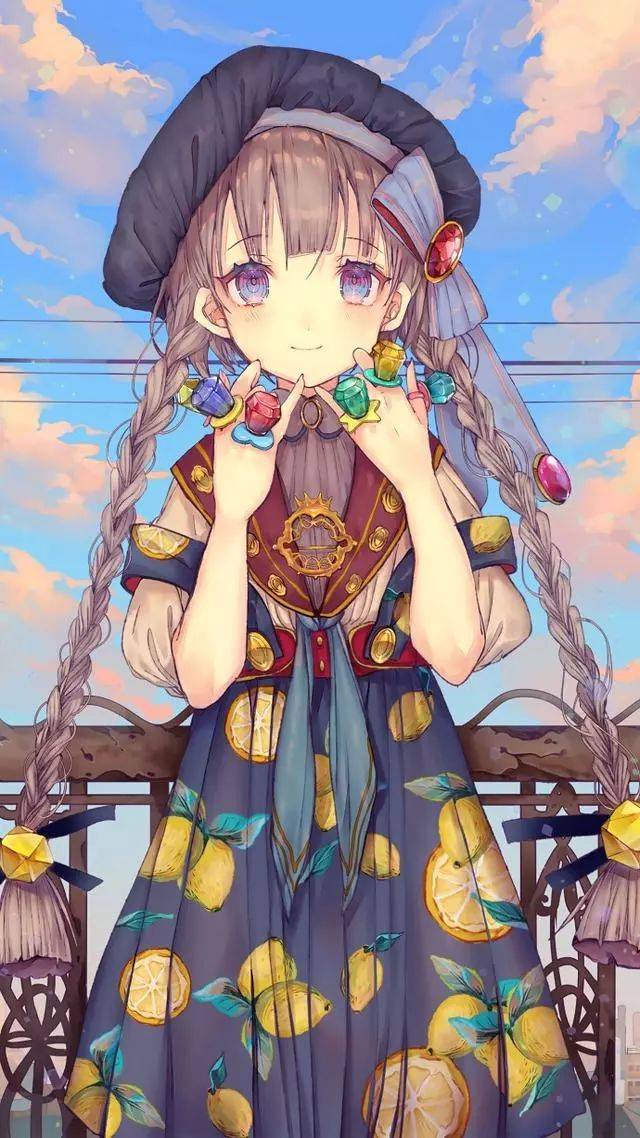 二次元动漫少女插画壁纸,精美华丽手机背景图,日系卡通美丽壁纸