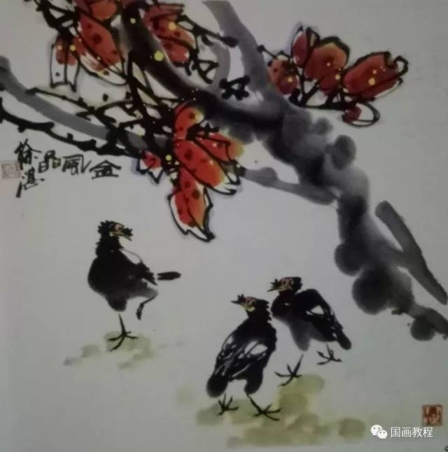 徐湛国画技法摘录(鸭子,紫藤,荷花的画法~)