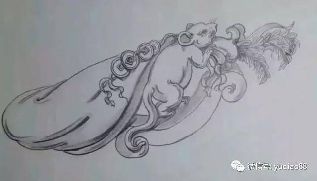 中国玉雕师设计的翡翠素描