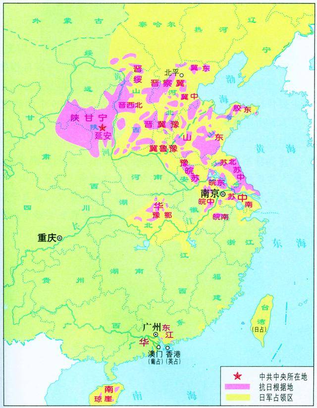 中共领导下的敌后根据地,从100多万人口的陕甘宁边区,迅速扩展到10多