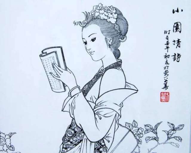 100副工笔画白描(乐女)-白描图谱之仙女!