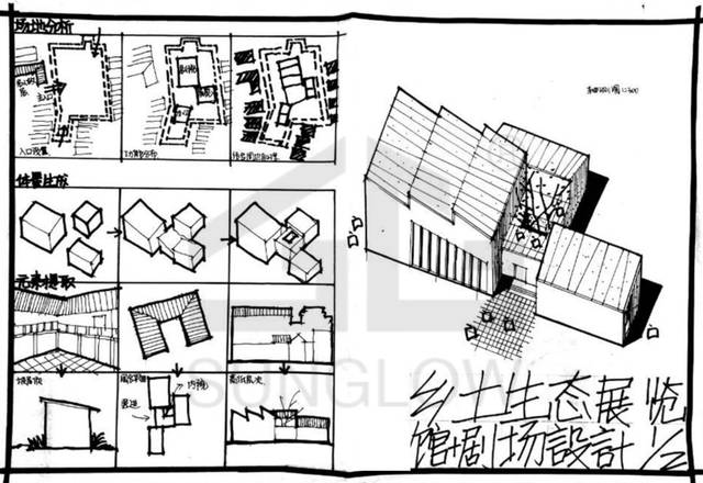 小快题模考评图02|同济18夏令营当代乡土生态展览馆 剧场设计