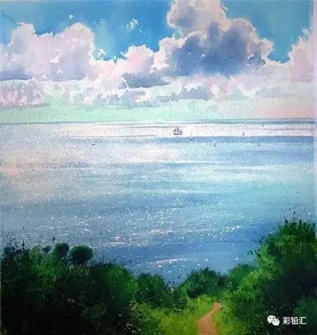来看看水彩大师是如何处理这波光粼粼的水面的!