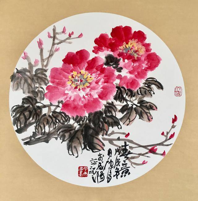 「大秦书画村」陕西国画家安君康写意牡丹小品欣赏