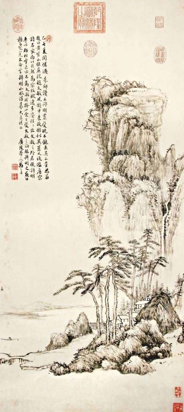 中著录的禹之鼎《摹王蒙笔意山水》和《拟赵千里山水》两件画轴,均藏