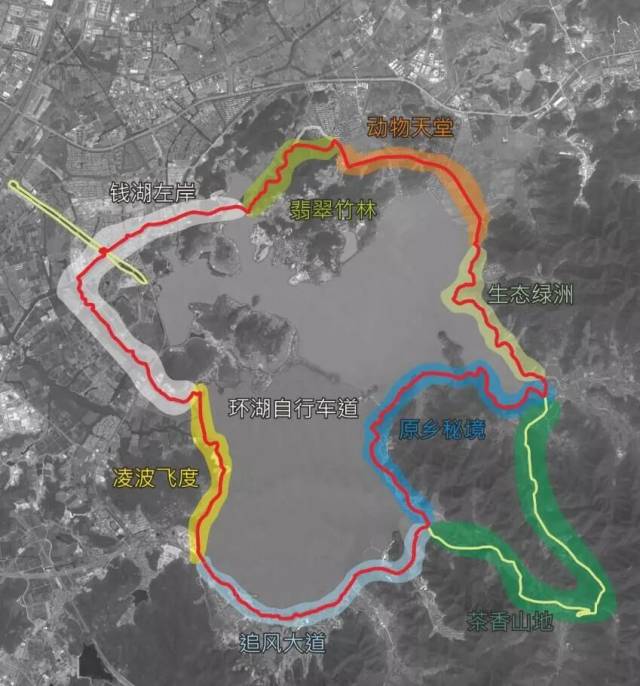 作为中国大陆首条环湖生态休闲自行车专用道,宁波市东钱湖环湖绿道自