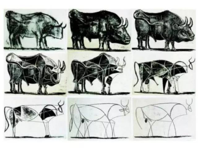 屁话不多说,一张抽象化祖师爷毕加索的《牛变形的过程》,可以解释