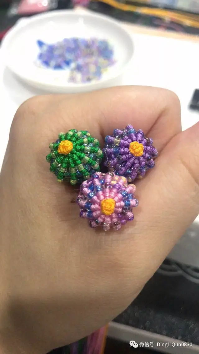 【编绳教程】边框和花朵,带珠花芯和多面体球等多款制作