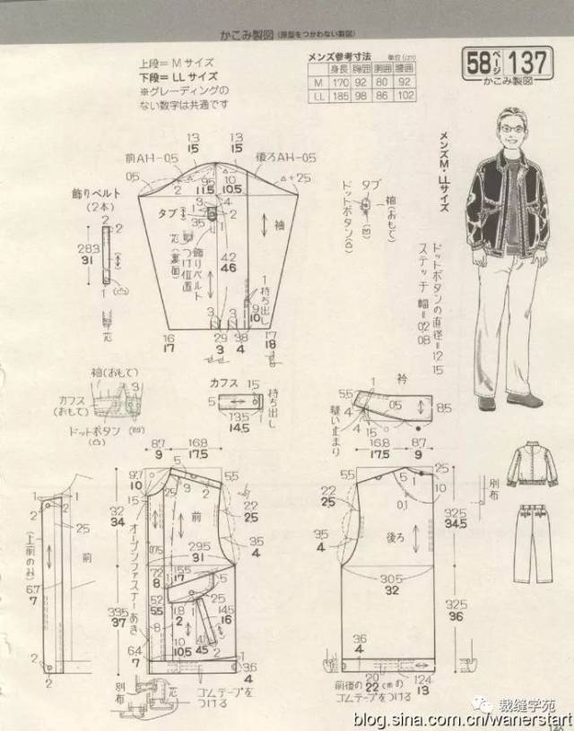 【难得资料】三套男士外套裤子 裁剪图,男士图那么那么难找