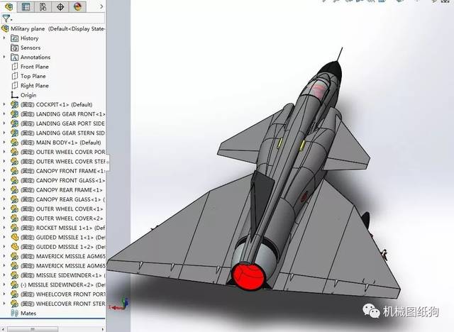 【飞行模型】military jet喷气式飞机3d数模图纸 solidworks设计 附