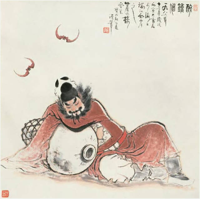 顾炳鑫大师国画工笔人物李白醉酒