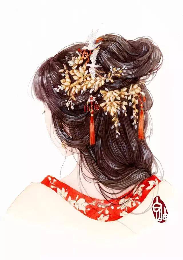 27张古风水彩美人图,巧笑倩兮,美目盼兮丨手绘水彩人插画临摹