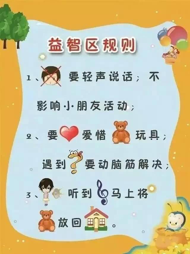 幼儿园活动区进区规则 提示图片