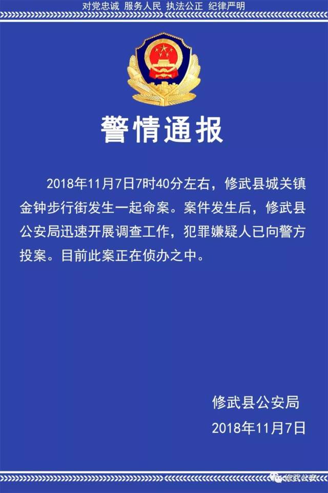 警情通报:焦作修武步行街今早发生命案!